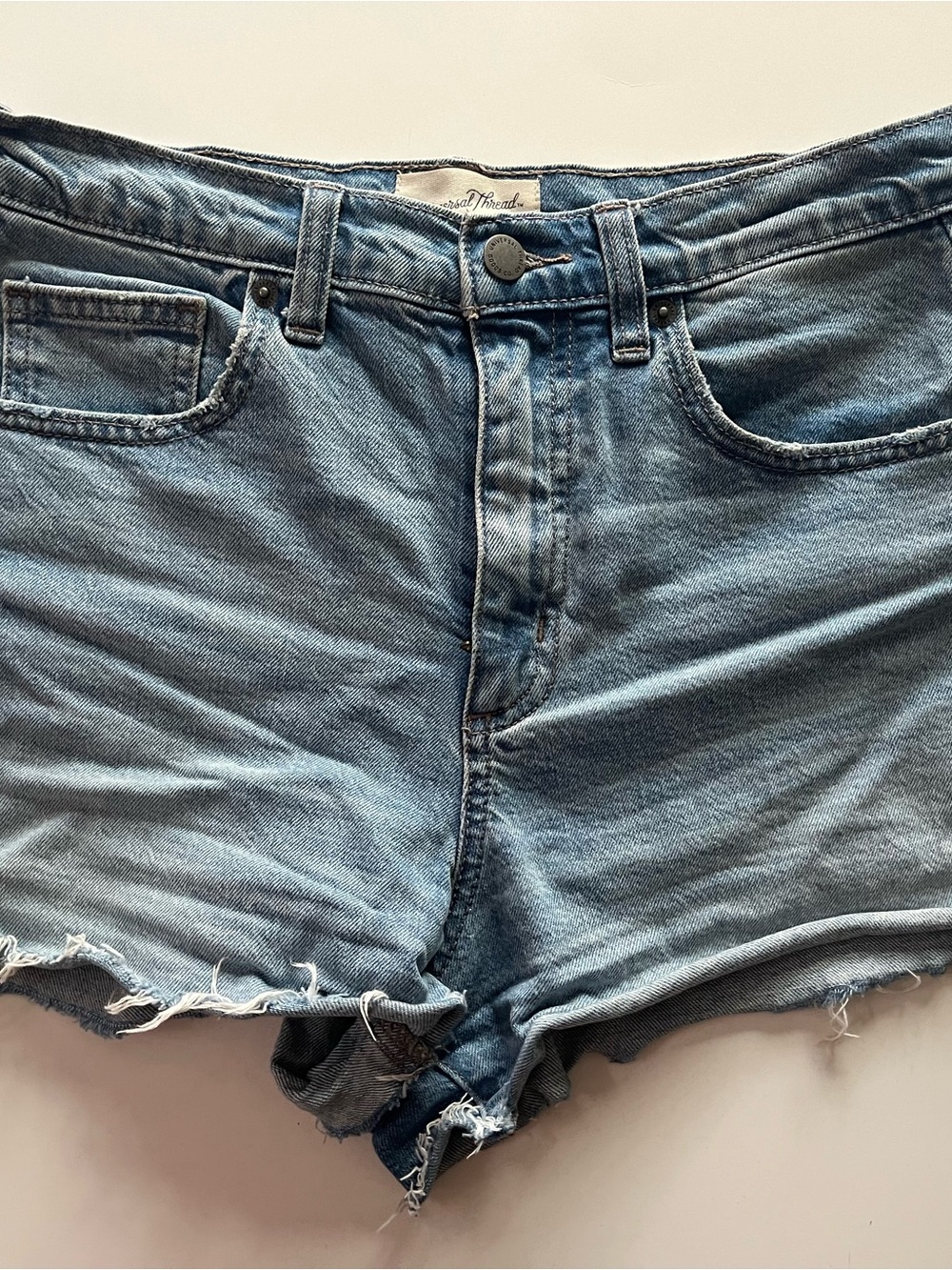 Universal Thread Medium Blue Denim Frayed Cutoff Shorts